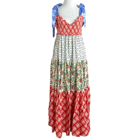 Free People Bluebell Maxi Dress Cherry Combo Medium NWT Picnic Prairie Bohemian - Picture 9 of 17
